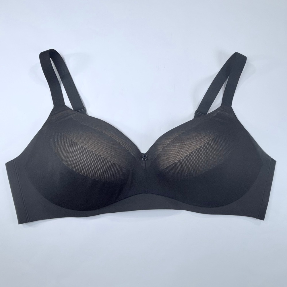 Honeylove Crossover Bra Size 42C Black Mesh Wireless Support Comfort Supportive